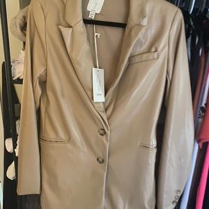 Faux leather blazer